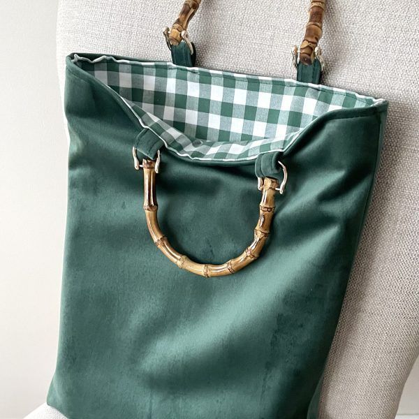 BOLSO MAYFAIR Terciopelo Verde y Vichy (personalizable)